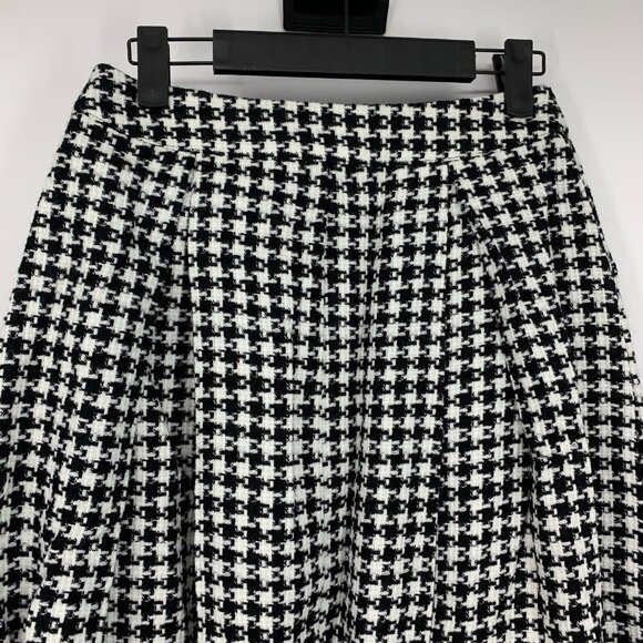 Who What Wear Skirt Black Houndstooth Tweed Pleated Midi Birdcage - Picture 7 of 8